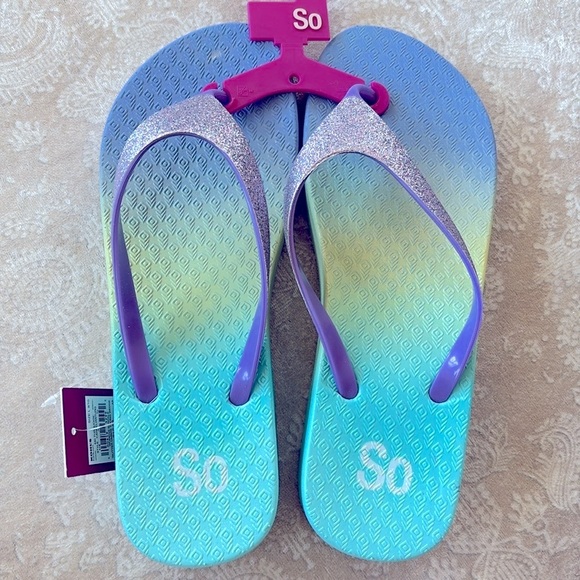 Brand New So Purple Glitter Thong Sandals Platform Flip Flops Ombre Sparkly - Picture 6 of 16